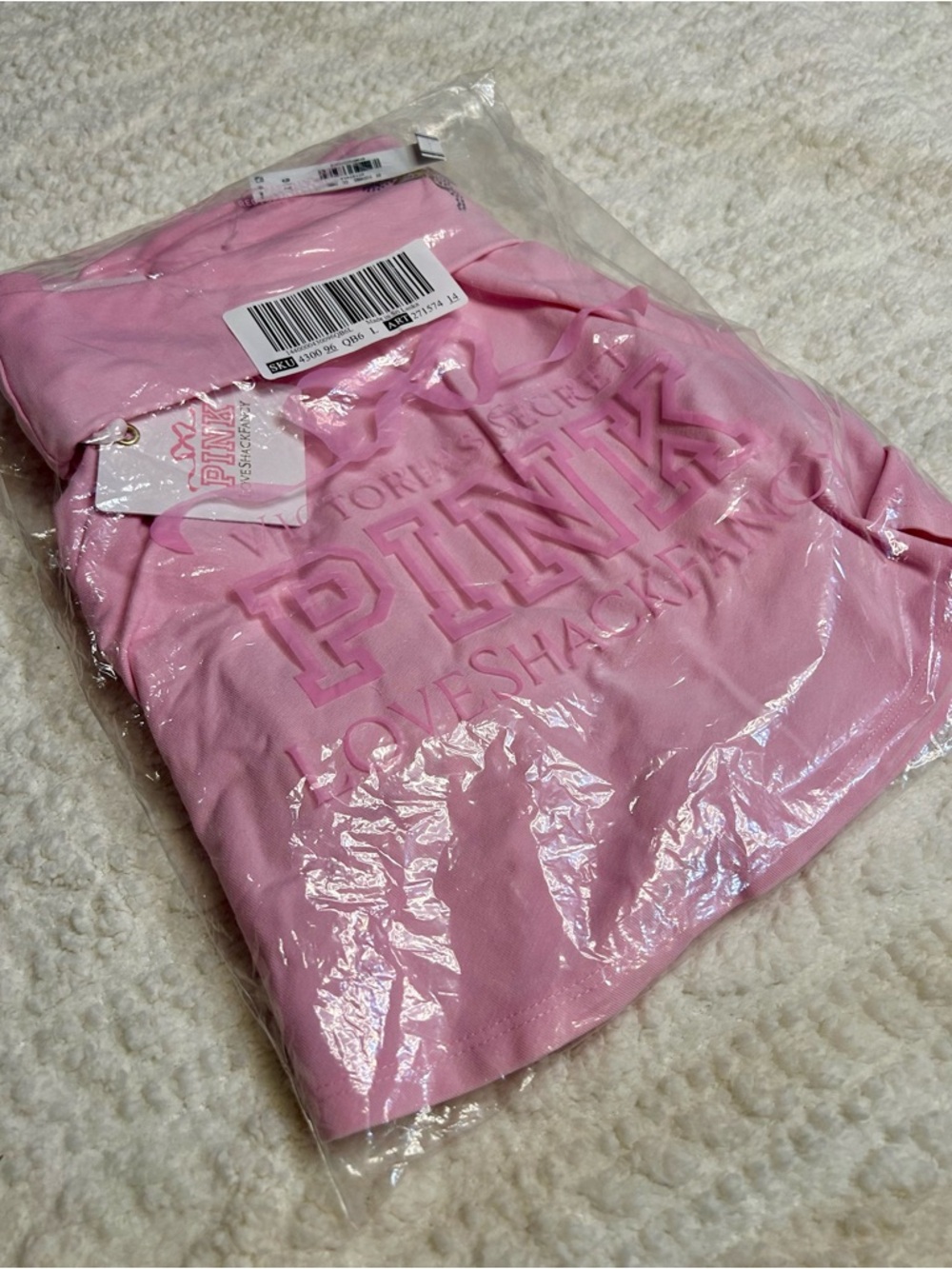 PINK X LoveShackFancy Cotton Foldover Flirty Skirt Skort Rhinestone Dog Logo - Picture 6 of 7